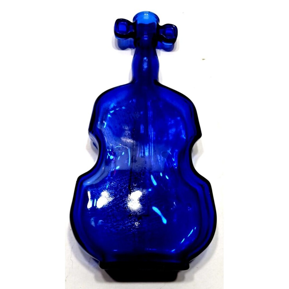 Cobalt Glass Guitar Cologne Bottle No Stopper/Cork  Blue Nashville Musician Sing